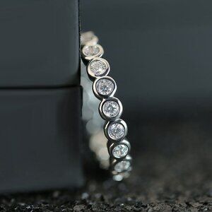 💝 Shiny Round Zircon Micro Pave Silver Ring for Women, VIP117